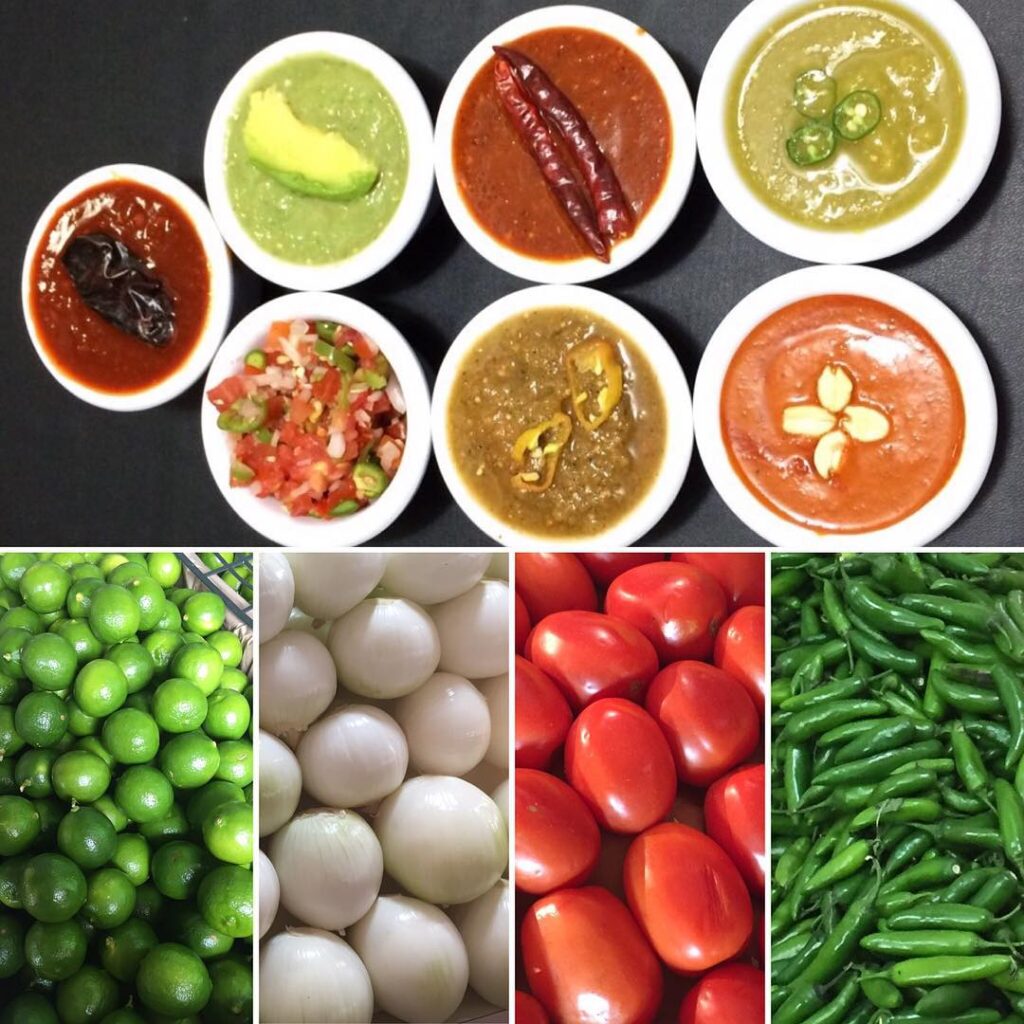 Las salsa y algunos de los insumos con los que se preparan